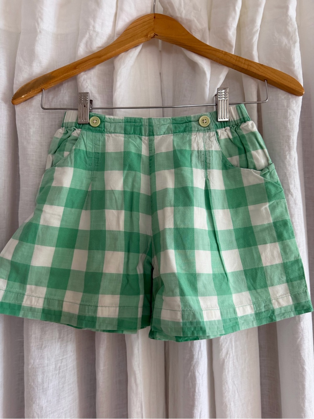 Mini BodenGreen Gingham Girl’s Casual Shorts